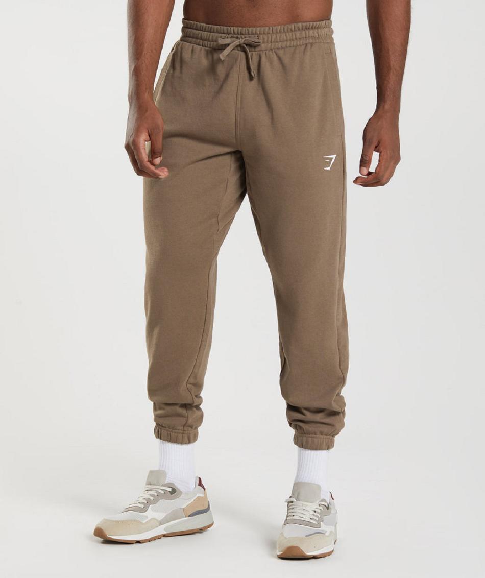 Pantalones Jogger Gymshark Essential Oversized Hombre Marrones | CO 3694HAP